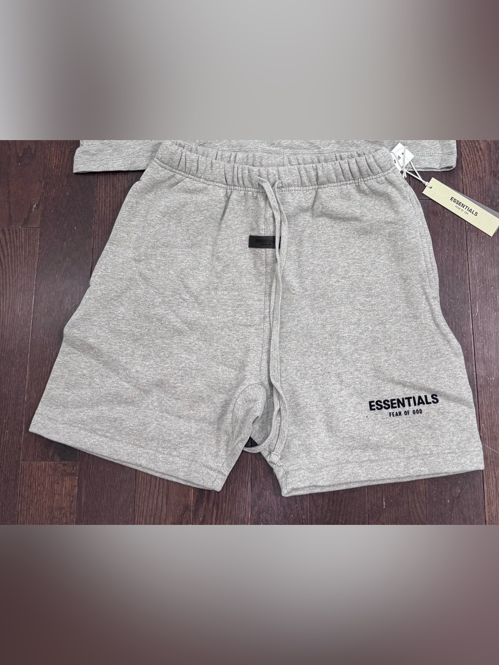 Essentials Gray Athletic Drawstring Sweat Shorts